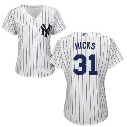 Yankees #31 Aaron Hicks White Strip Home Women's Stitched MLB Jersey Yankees #31 Aaron Hicks White Strip Home Women's Stitched MLB Jersey
