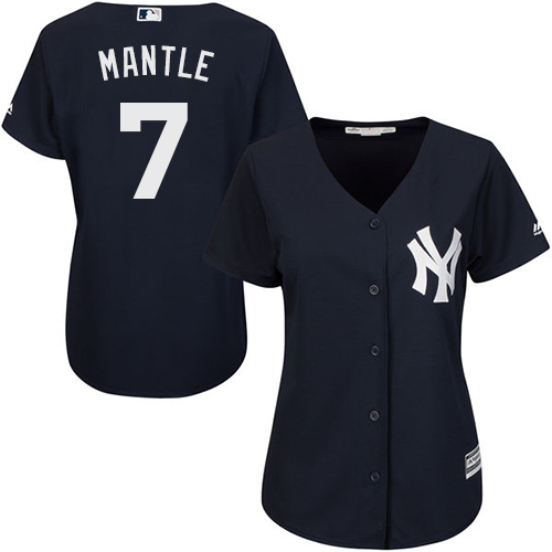 Yankees #7 Mickey Mantle Navy Blue Alternate Women's Stitched MLB Jersey Yankees #7 Mickey Mantle Navy Blue Alternate Women's Stitched MLB Jersey
