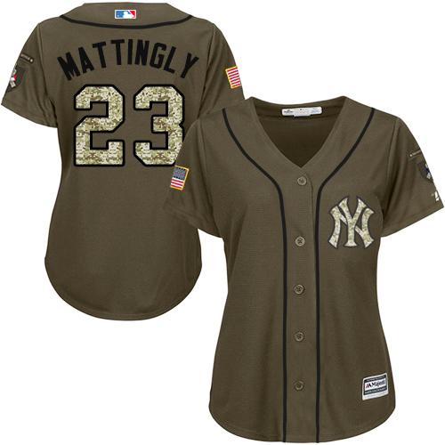 Yankees #23 Don Mattingly Green Salute to Service Women's Stitched MLB Jersey Yankees #23 Don Mattingly Green Salute to Service Women's Stitched MLB Jersey