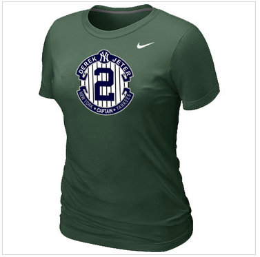 New Derek Jeter New York Yankees Official Final Season Commemorative Logo Women's Blended T-Shirt D.Green New Derek Jeter New York Yankees Official Final Season Commemorative Logo Women's Blended T-Shirt D.Green