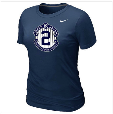 New Derek Jeter New York Yankees Official Final Season Commemorative Logo Women's Blended T-Shirt D.Blue New Derek Jeter New York Yankees Official Final Season Commemorative Logo Women's Blended T-Shirt D.Blue