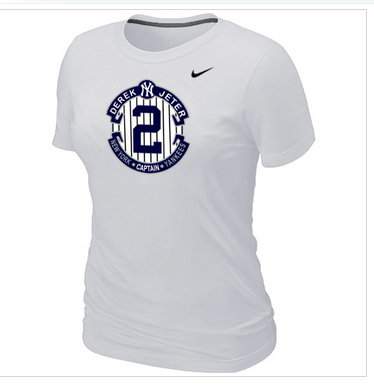 New Derek Jeter New York Yankees Official Final Season Commemorative Logo Women's Blended T-Shirt White New Derek Jeter New York Yankees Official Final Season Commemorative Logo Women's Blended T-Shirt White