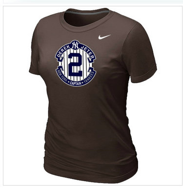 New Derek Jeter New York Yankees Official Final Season Commemorative Logo Women's Blended T-Shirt Brown New Derek Jeter New York Yankees Official Final Season Commemorative Logo Women's Blended T-Shirt Brown