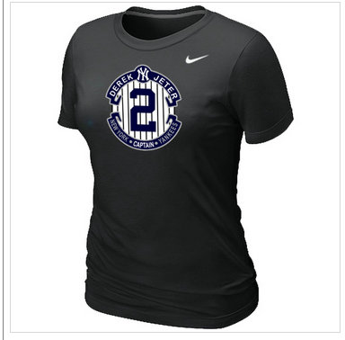 New Derek Jeter New York Yankees Official Final Season Commemorative Logo Women's Blended T-Shirt Black New Derek Jeter New York Yankees Official Final Season Commemorative Logo Women's Blended T-Shirt Black