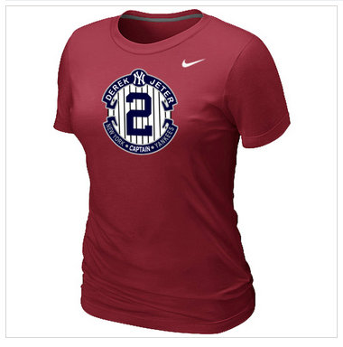 New Derek Jeter New York Yankees Official Final Season Commemorative Logo Women's Blended T-Shirt Red New Derek Jeter New York Yankees Official Final Season Commemorative Logo Women's Blended T-Shirt Red