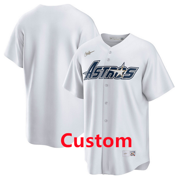 Custom Men's Houston Astros White Gold Star Cooperstown Stitched Jersey
