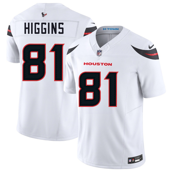 Youth Houston Texans #81 Jayden Higgins White 2025 Draft Vapor F.U.S.E. Limited Stitched Jersey Youth Houston Texans #81 Jayden Higgins White 2025 Draft Vapor F.U.S.E. Limited Stitched Jersey