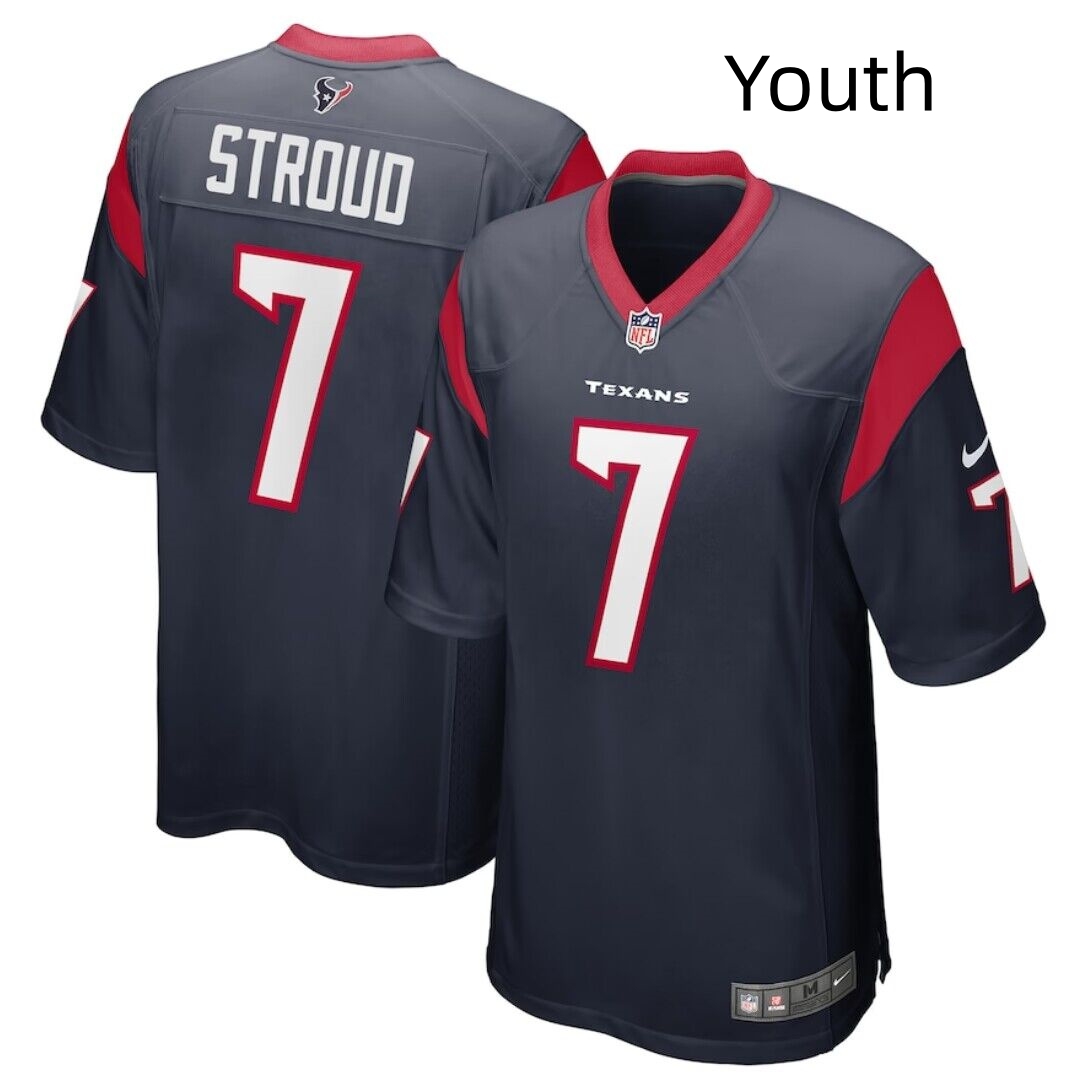 Youth Houston Texans #7 C.J. Stroud Navy Stitched Game Jersey Youth Houston Texans #7 C.J. Stroud Navy Stitched Game Jersey