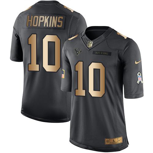 Nike Texans #10 DeAndre Hopkins Black Youth Stitched NFL Limited Gold Salute to Service Jersey Nike Texans #10 DeAndre Hopkins Black Youth Stitched NFL Limited Gold Salute to Service Jersey