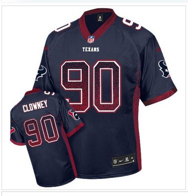 Youth NEW Texans #90 Jadeveon Clowney Navy Blue Team Color NFL Elite Drift Fashion Jersey