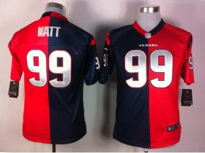 NEW Youth Houston Texans #99 J.J. Watt Blue-Red Jerseys(Split Elite)
