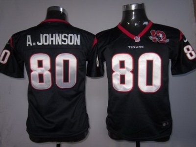 Youth Nike Houston Texans 80 Andre Johnson Blue Nike NFL Jerseys W 10th Patch
