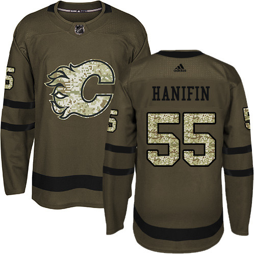 Flames #55 Noah Hanifin Green Salute to Service Stitched Hockey Jersey Flames #55 Noah Hanifin Green Salute to Service Stitched Hockey Jersey