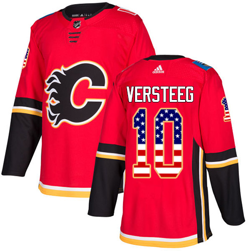 Adidas Flames #10 Kris Versteeg Red Home Authentic USA Flag Stitched NHL Jersey