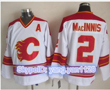 Calgary Flames #2 Al MacInnis White CCM Throwback Stitched NHL Jersey Calgary Flames #2 Al MacInnis White CCM Throwback Stitched NHL Jersey