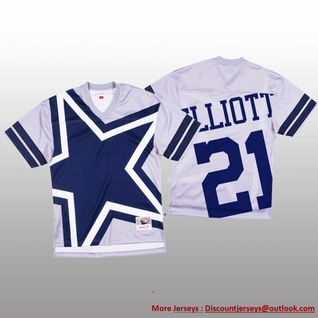NFL Dallas Cowboys #21 Ezekiel Elliott White Men's Mitchell & Nell Big Face Fashion Limited NFL Jersey