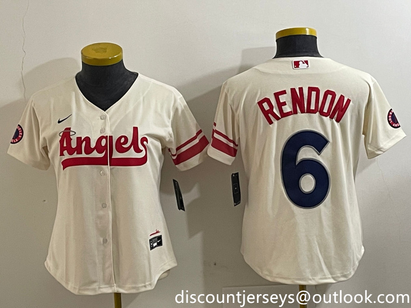 Women's Los Angeles Angels #6 Anthony Rendon Cream City Connect Stitched Jersey Women's Los Angeles Angels #6 Anthony Rendon Cream City Connect Stitched Jersey