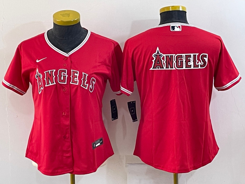 Women's Los Angeles Angels Red Team Big Logo Stitched Baseball Jersey(Run Small) Women's Los Angeles Angels Red Team Big Logo Stitched Baseball Jersey(Run Small)