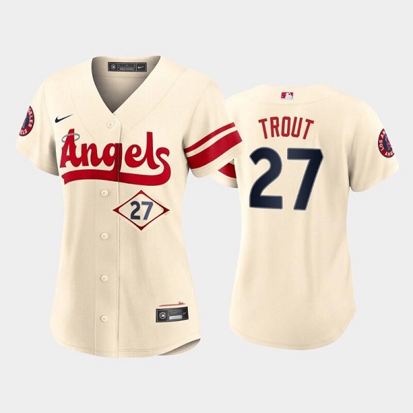 Women's Los Angeles Angels #27 Mike Trout 2022 Cream City Connect Stitched Baseball Jersey(Run Small) Women's Los Angeles Angels #27 Mike Trout 2022 Cream City Connect Stitched Baseball Jersey(Run Small)