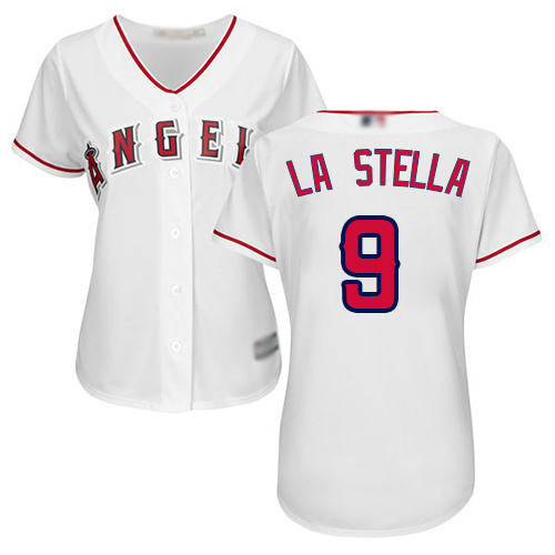 Angels #9 Tommy La Stella White Home Women's Stitched Baseball Jersey Angels #9 Tommy La Stella White Home Women's Stitched Baseball Jersey