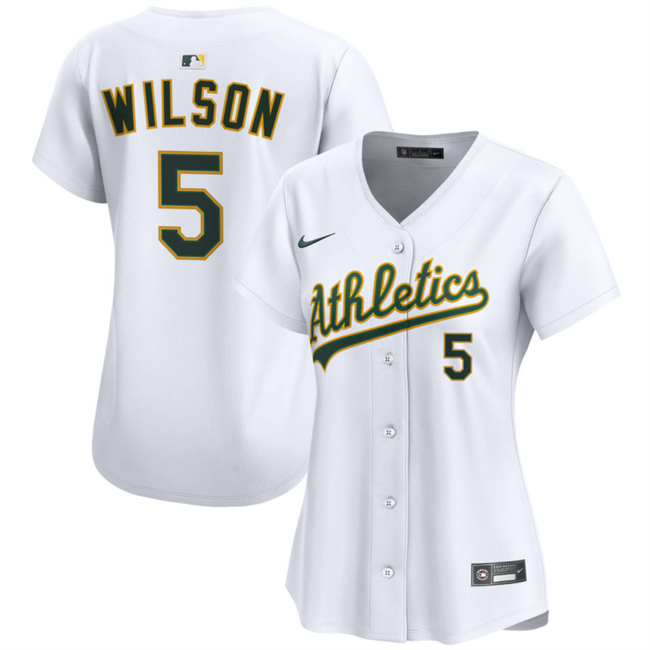Women's Oakland Athletics #5 Jacob Wilson White Home Limited Stitched Jersey(Run Small) Women's Oakland Athletics #5 Jacob Wilson White Home Limited Stitched Jersey(Run Small)