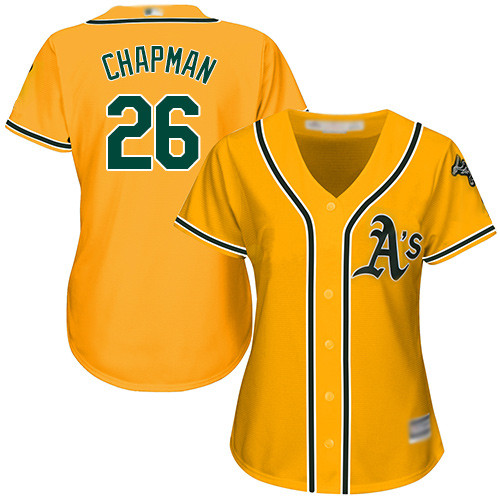 Athletics #26 Matt Chapman Gold Alternate Women's Stitched Baseball Jersey Athletics #26 Matt Chapman Gold Alternate Women's Stitched Baseball Jersey