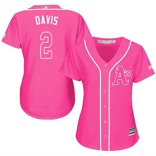 Athletics #2 Khris Davis Pink Fashion Women's Stitched Baseball Jersey Athletics #2 Khris Davis Pink Fashion Women's Stitched Baseball Jersey
