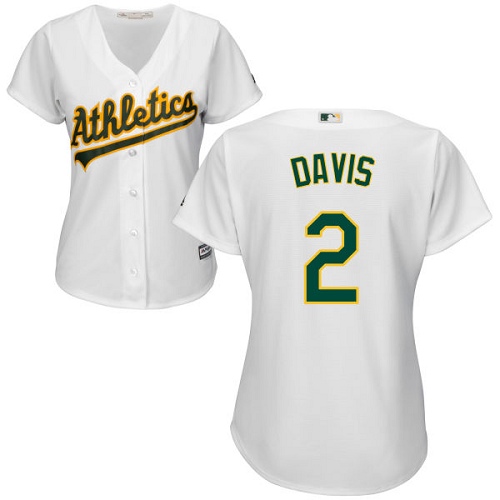 Athletics #2 Khris Davis White Home Women's Stitched Baseball Jersey Athletics #2 Khris Davis White Home Women's Stitched Baseball Jersey