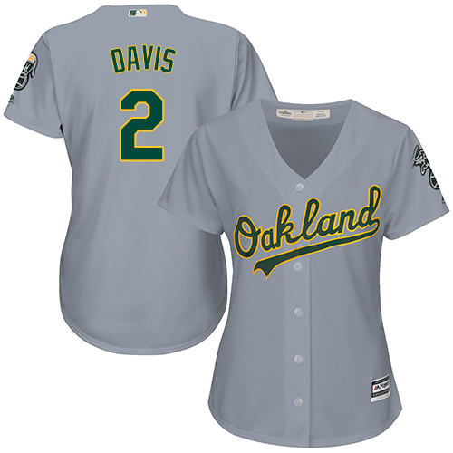 Athletics #2 Khris Davis Grey Road Women's Stitched Baseball Jersey Athletics #2 Khris Davis Grey Road Women's Stitched Baseball Jersey