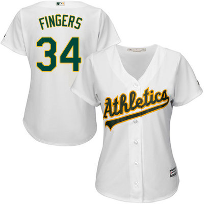 Athletics #34 Rollie Fingers White Home Women's Stitched MLB Jersey Athletics #34 Rollie Fingers White Home Women's Stitched MLB Jersey