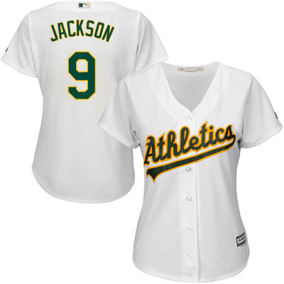 Athletics #9 Reggie Jackson White Home Women's Stitched MLB Jersey Athletics #9 Reggie Jackson White Home Women's Stitched MLB Jersey