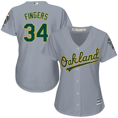Athletics #34 Rollie Fingers Grey Road Women's Stitched MLB Jersey Athletics #34 Rollie Fingers Grey Road Women's Stitched MLB Jersey