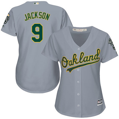 Athletics #9 Reggie Jackson Grey Road Women's Stitched MLB Jersey Athletics #9 Reggie Jackson Grey Road Women's Stitched MLB Jersey