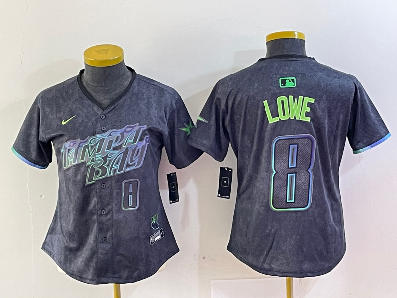 Women's Tampa Bay Rays #8 Brandon Lowe Charcoal 2024 City Connect Limited Stitched Baseball Jerseys 5 Women's Tampa Bay Rays #8 Brandon Lowe Charcoal 2024 City Connect Limited Stitched Baseball Jerseys 5