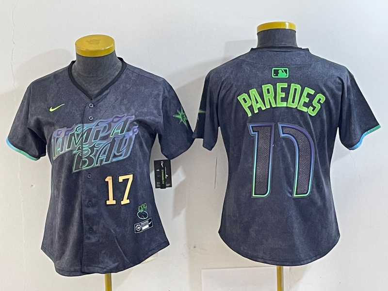 Women's Tampa Bay Rays #17 Isaac Paredes Charcoal 2024 City Connect Limited Stitched Baseball Jersey Women's Tampa Bay Rays #17 Isaac Paredes Charcoal 2024 City Connect Limited Stitched Baseball Jersey