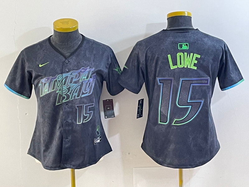 Women's Tampa Bay Rays #15 Josh Lowe Charcoal 2024 City Connect Limited Stitched Baseball Jersey(Run Small) 4 Women's Tampa Bay Rays #15 Josh Lowe Charcoal 2024 City Connect Limited Stitched Baseball Jersey(Run Small) 4