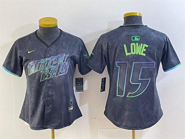 Women's Tampa Bay Rays #15 Josh Lowe Charcoal 2024 City Connect Limited Stitched Baseball Jersey(Run Small) Women's Tampa Bay Rays #15 Josh Lowe Charcoal 2024 City Connect Limited Stitched Baseball Jersey(Run Small)