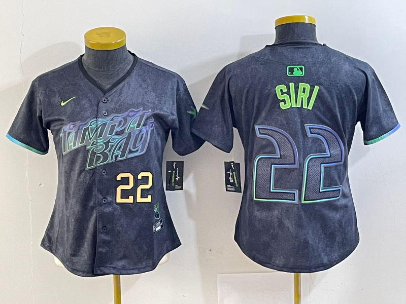 Women Tampa Bay Rays #22 Jose Siri Charcoal 2024 City Connect Limited Stitched Baseball Jersey 4 Women Tampa Bay Rays #22 Jose Siri Charcoal 2024 City Connect Limited Stitched Baseball Jersey 4