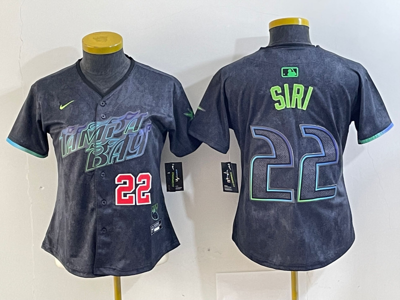 Women Tampa Bay Rays #22 Jose Siri Charcoal 2024 City Connect Limited Stitched Baseball Jersey 2 Women Tampa Bay Rays #22 Jose Siri Charcoal 2024 City Connect Limited Stitched Baseball Jersey 2