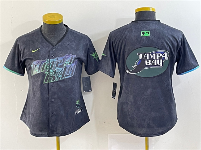 Women's Tampa Bay Rays Team Big Logo Charcoal 2024 City Connect Limited Stitched Baseball Jersey(Run Small) Women's Tampa Bay Rays Team Big Logo Charcoal 2024 City Connect Limited Stitched Baseball Jersey(Run Small)