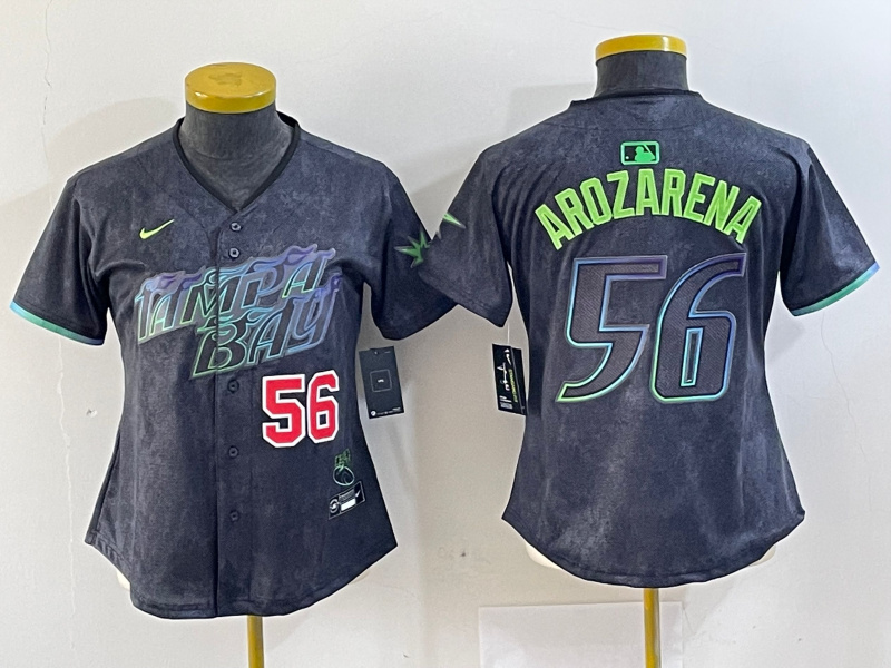Women Tampa Bay Rays #56 Randy Arozarena Charcoal 2024 City Connect Limited Stitched Baseball Jersey 1 Women Tampa Bay Rays #56 Randy Arozarena Charcoal 2024 City Connect Limited Stitched Baseball Jersey 1