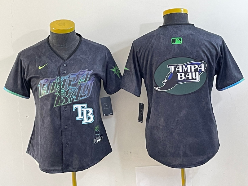 Women Tampa Bay Rays Team Big Logo Charcoal 2024 City Connect Limited Stitched Baseball JerseyS 1 Women Tampa Bay Rays Team Big Logo Charcoal 2024 City Connect Limited Stitched Baseball JerseyS 1