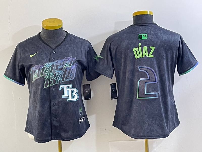 Women Tampa Bay Rays #2 Yandy Díaz Charcoal 2024 City Connect Limited Stitched Baseball Jersey 4 Women Tampa Bay Rays #2 Yandy Díaz Charcoal 2024 City Connect Limited Stitched Baseball Jersey 4