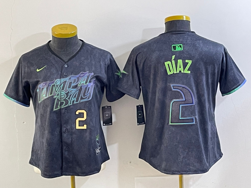 Women Tampa Bay Rays #2 Yandy Díaz Charcoal 2024 City Connect Limited Stitched Baseball Jersey 2 Women Tampa Bay Rays #2 Yandy Díaz Charcoal 2024 City Connect Limited Stitched Baseball Jersey 2