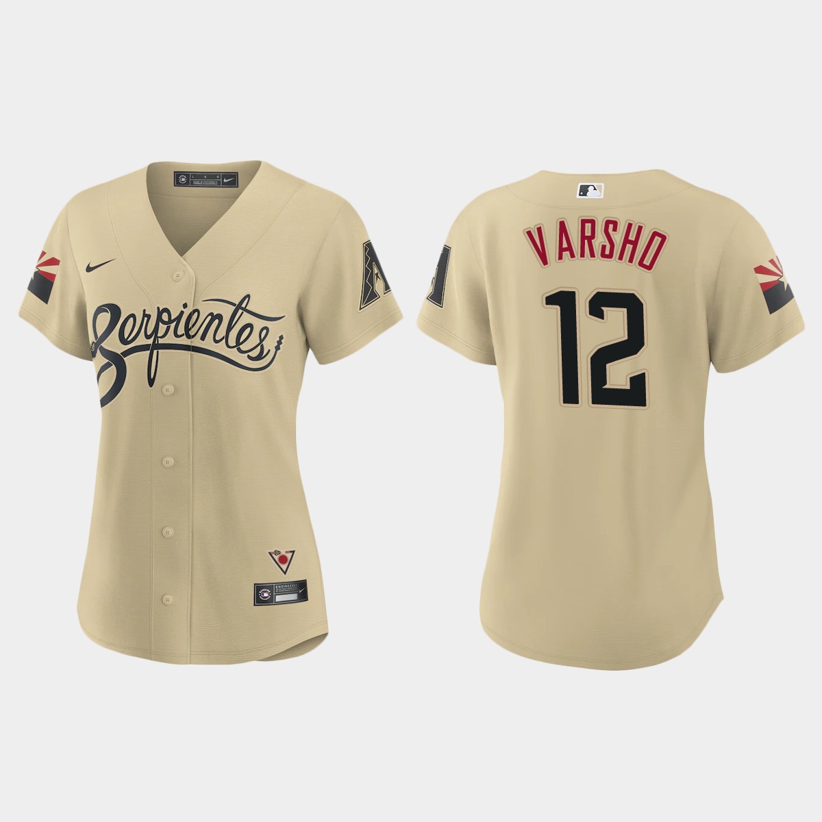Arizona Diamondbacks #12 Daulton Varsho Women's Nike 2021 City Connect MLB Jersey Gold Arizona Diamondbacks #12 Daulton Varsho Women's Nike 2021 City Connect MLB Jersey Gold