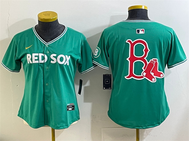 Women's Boston Red Sox Team Big Logo Green 2025 City Connect Limited Stitched Baseball Jersey(Run Small) Women's Boston Red Sox Team Big Logo Green 2025 City Connect Limited Stitched Baseball Jersey(Run Small)