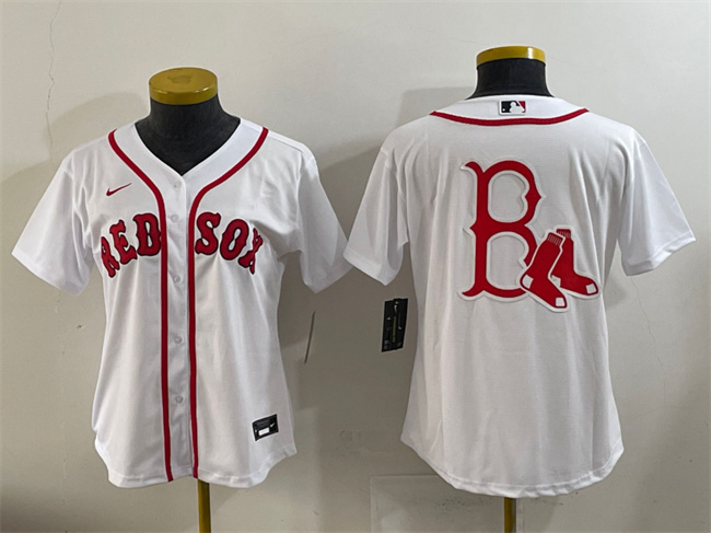 Women's Boston Red Sox Team Big Logo White Cool Base Stitched Jersey(Run Small) Women's Boston Red Sox Team Big Logo White Cool Base Stitched Jersey(Run Small)