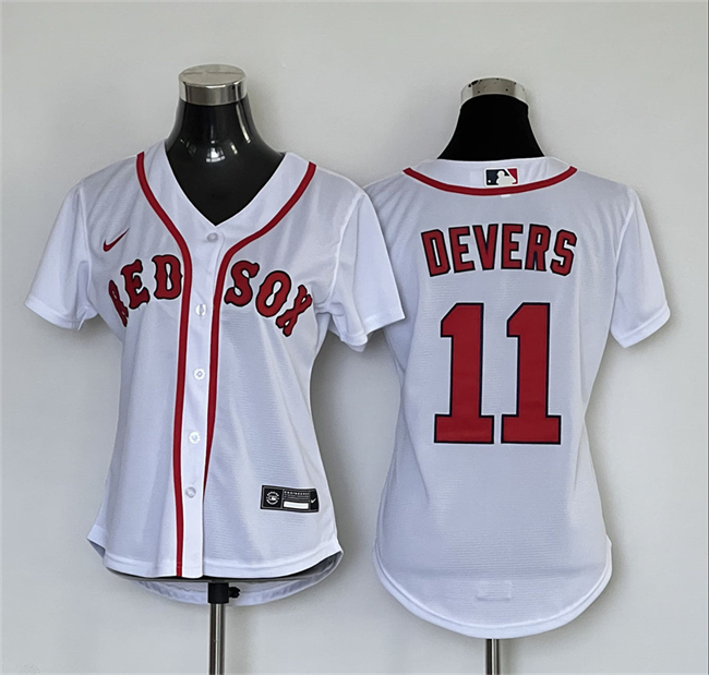 Women's Boston Red Sox #11 Rafael Devers White Cool Base Stitched Jersey(Run Small) Women's Boston Red Sox #11 Rafael Devers White Cool Base Stitched Jersey(Run Small)