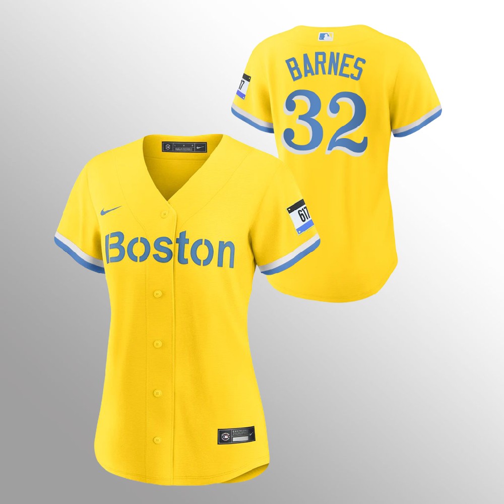 Boston Red Sox #32 Matt Barnes Women's Nike 2021 City Connect Gold Fans Version MLB Jersey Boston Red Sox #32 Matt Barnes Women's Nike 2021 City Connect Gold Fans Version MLB Jersey