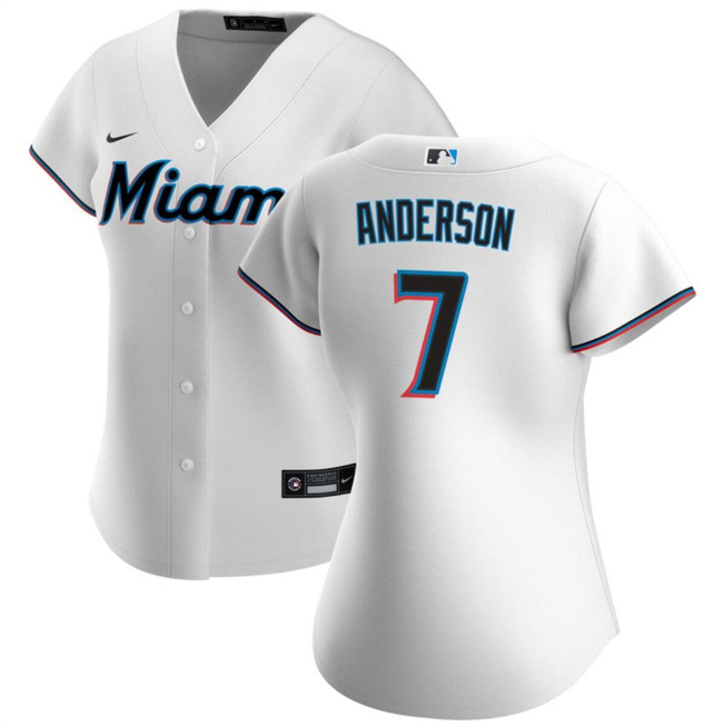 Women's Miami Marlins #7 Tim Anderson White Cool Base Stitched Baseball Jersey Women's Miami Marlins #7 Tim Anderson White Cool Base Stitched Baseball Jersey